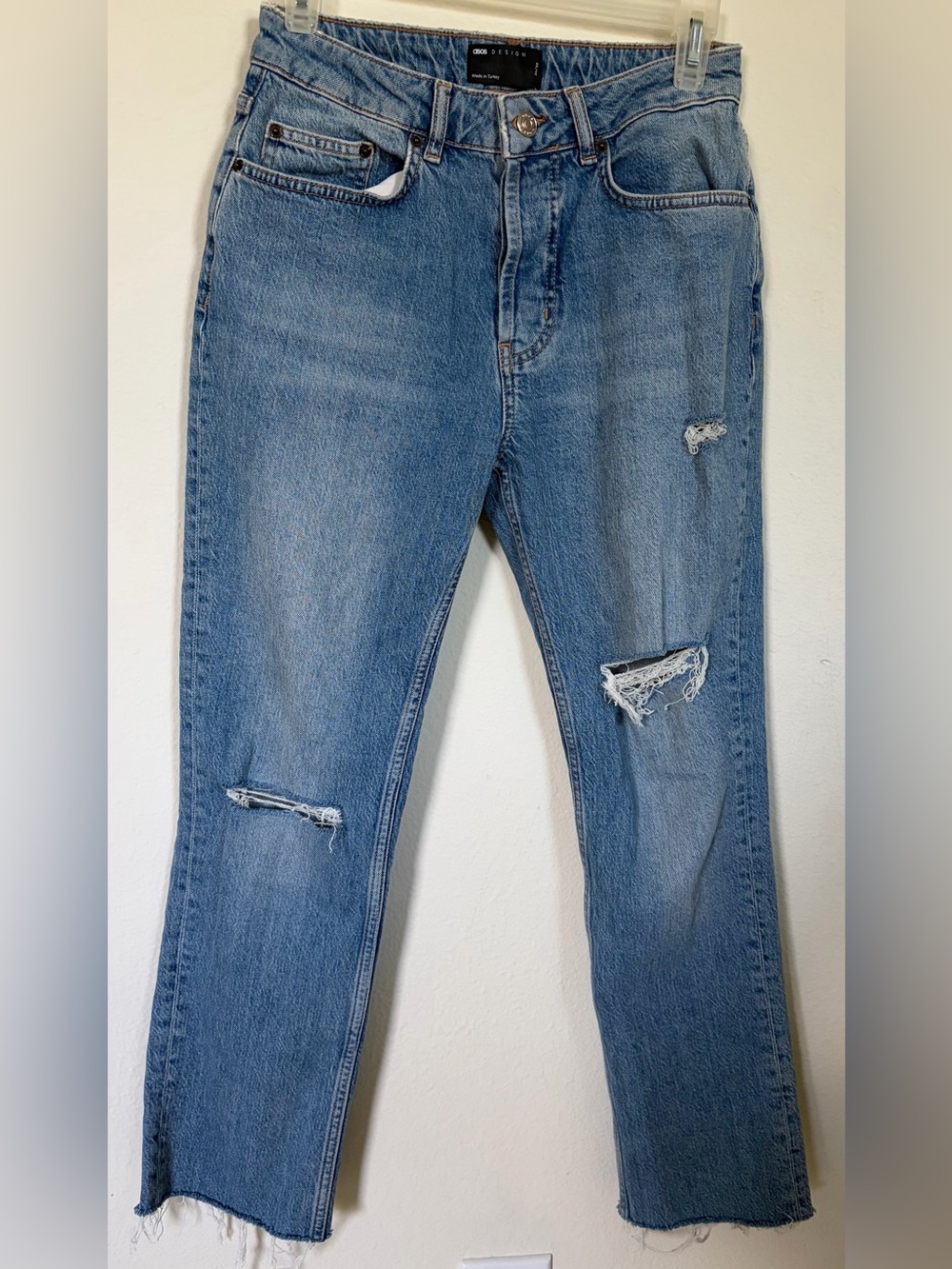 ASOS Women’s Light Blue Straight Ripped Jeans
